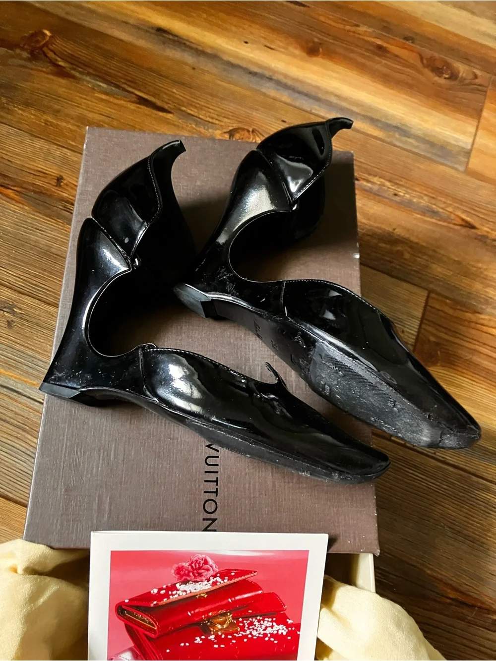 Louis Vuitton Black Patent Leather D'Orsay Flats